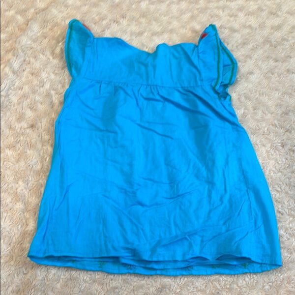 Peek, Girl’s Aqua Lined Linen Dress with Embroidery, Size 18-24 months