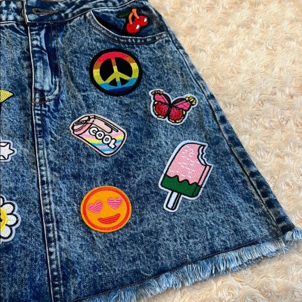 Lola + The Boys, Girls Denim Skirt with Patches, Size 12