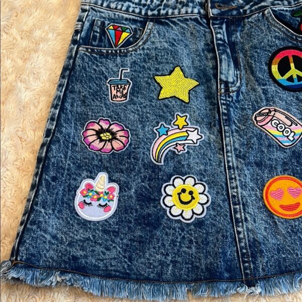 Lola + The Boys, Girls Denim Skirt with Patches, Size 12