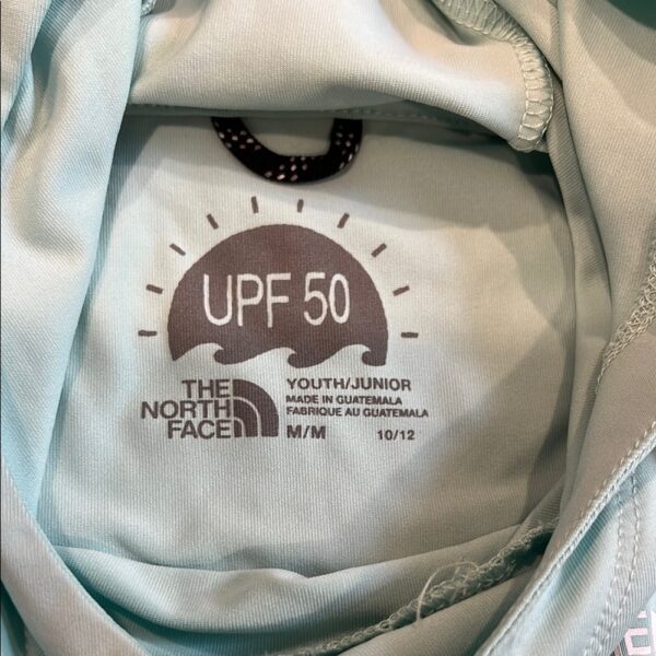The North Face Light Blue Hooded Athletic Shirt, SPF 50, Size Medium