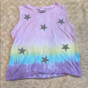Firehouse, Pastel Tie-Dye Sleeveless Top with Star Accents, Size Medium