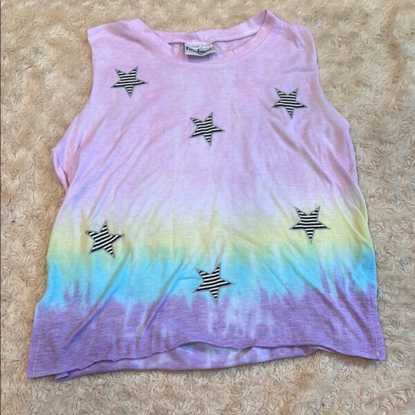 Firehouse, Pastel Tie-Dye Sleeveless Top with Star Accents, Size Medium