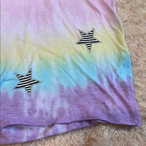 Firehouse, Pastel Tie-Dye Sleeveless Top with Star Accents, Size Medium
