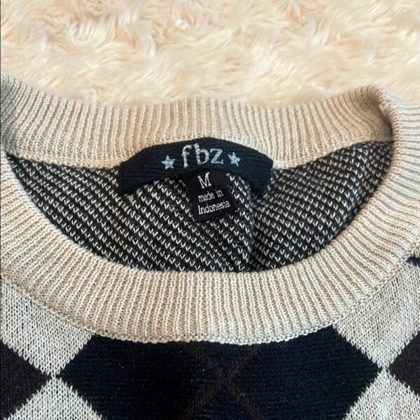 NWOT, Flowers by Zoe, Argyle Patterned Sweater - Brown and Tan, Size Medium