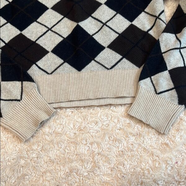 NWOT, Flowers by Zoe, Argyle Patterned Sweater - Brown and Tan, Size Medium