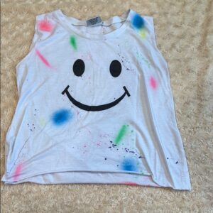 Firehouse NYC, Kids White Smiley Face Muscle Tee, Size XL