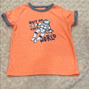 NWOT, Mini Boden, Orange Astronaut Kids T-Shirt, Size 6-7