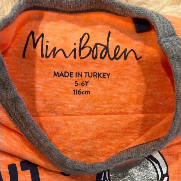 NWOT, Mini Boden, Orange Astronaut Kids T-Shirt, Size 6-7
