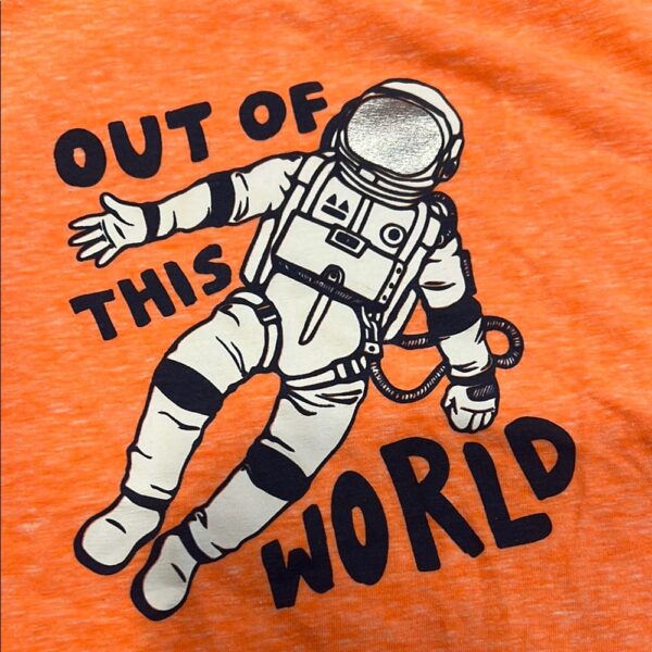 NWOT, Mini Boden, Orange Astronaut Kids T-Shirt, Size 6-7