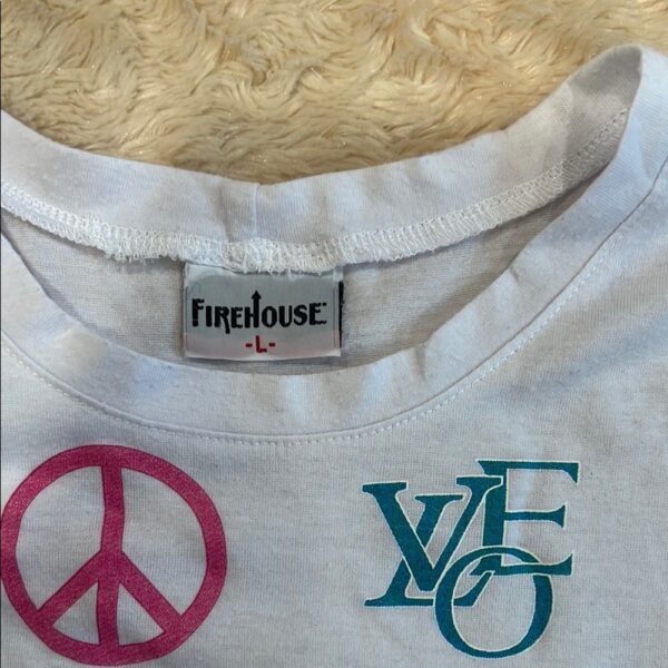Firehouse NYC, Girls White Muscle Tee with Peace and Love Graphics, Size L