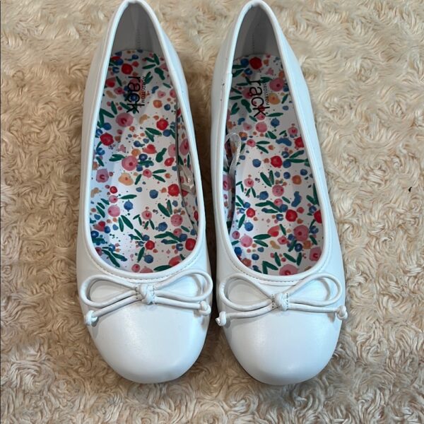 Nordstrom Rack, White Ballet Flats with Bow, Worn Once, Size 2