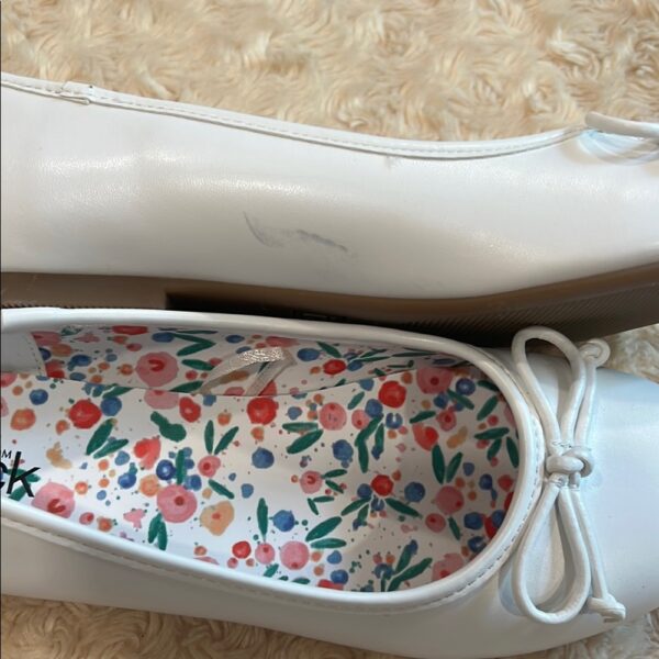 Nordstrom Rack, White Ballet Flats with Bow, Worn Once, Size 2