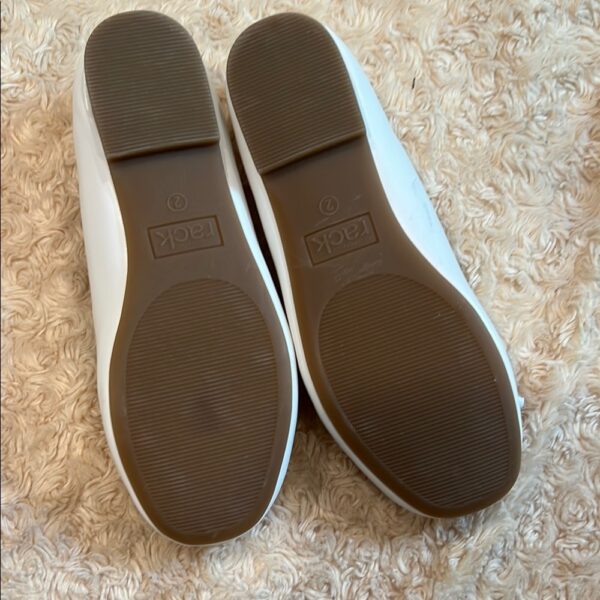 Nordstrom Rack, White Ballet Flats with Bow, Worn Once, Size 2