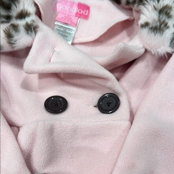 Good Lad Girls Pink Long Cape Like Coat with Leopard Trim, Size 5