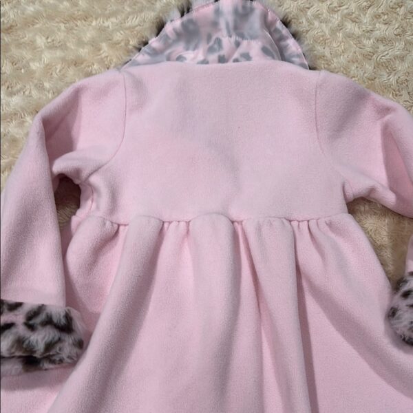 Good Lad Girls Pink Long Cape Like Coat with Leopard Trim, Size 5