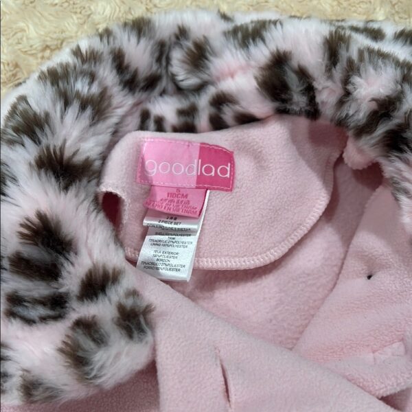 Good Lad Girls Pink Long Cape Like Coat with Leopard Trim, Size 5