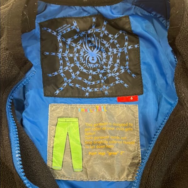Spyder Black and Blue Insulated Snow Bib, Size 6