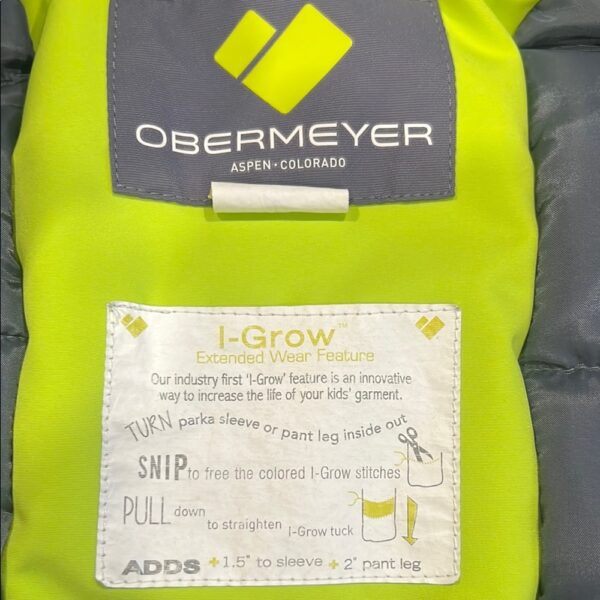 Obermeyer Boys Lime and Black Hooded Insulated Ski Jacket, Size 6