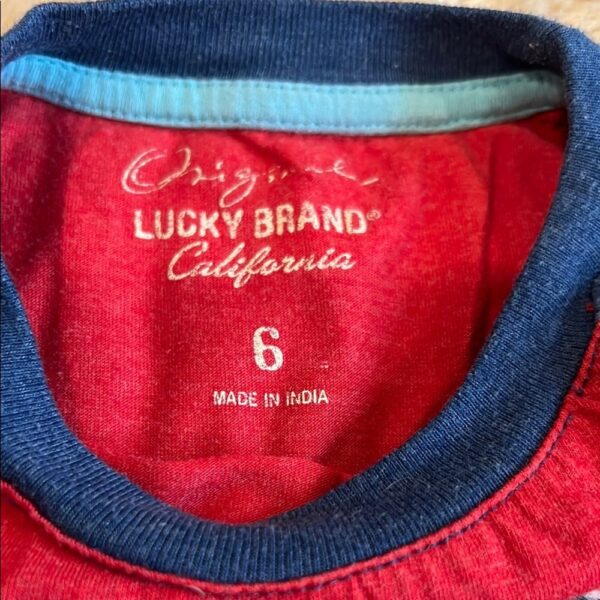 Lucky Brand Red and Blue Raglan Tee, Size 6