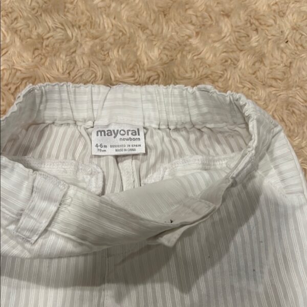 Mayoral White Tailored Shorts with Cuffed Hems, Size 4-6 mos