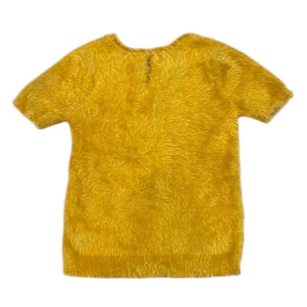 Deux par Deux Yellow and Black Short Sleeve Fuzzy Shirt, Size 6