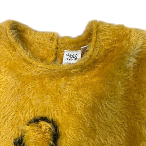 Deux par Deux Yellow and Black Short Sleeve Fuzzy Shirt, Size 6