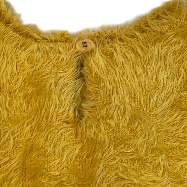 Deux par Deux Yellow and Black Short Sleeve Fuzzy Shirt, Size 6