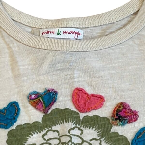 Mimi & Maggie Cream and Pink Long Sleeve Tee with Floral Design, Size 6X