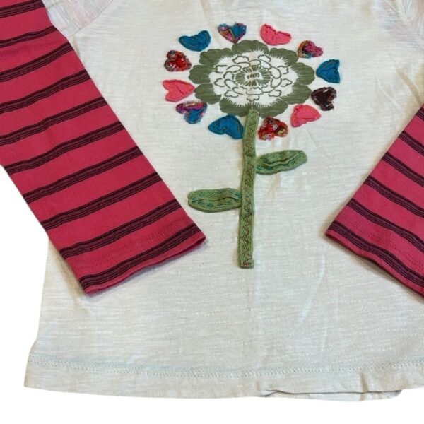 Mimi & Maggie Cream and Pink Long Sleeve Tee with Floral Design, Size 6X