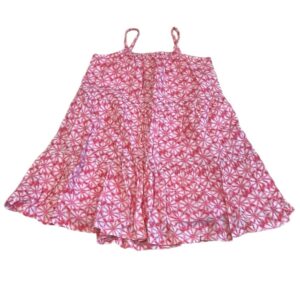 GAP Pink and White Floral Linen Dress with Spaghetti Straps, Size Small (6-7)
