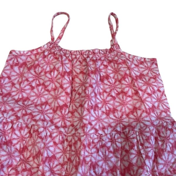GAP Pink and White Floral Linen Dress with Spaghetti Straps, Size Small (6-7)