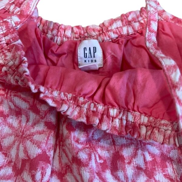 GAP Pink and White Floral Linen Dress with Spaghetti Straps, Size Small (6-7)