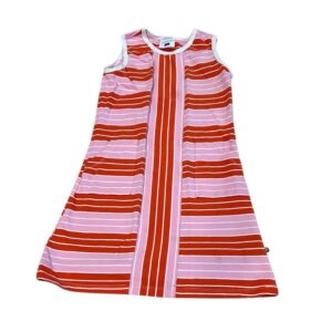 Toobydoo Red and Pink Striped Girls Tank Dress with Pockets, Size 6