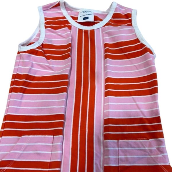 Toobydoo Red and Pink Striped Girls Tank Dress with Pockets, Size 6