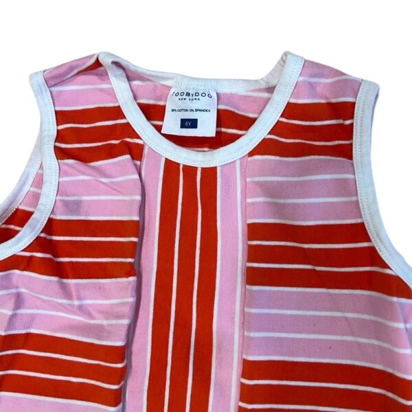 Toobydoo Red and Pink Striped Girls Tank Dress with Pockets, Size 6