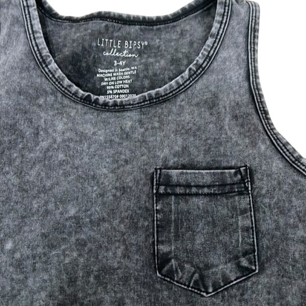 Little Bipsy Gray Tank Top with Vintage Wash, Size 3-4