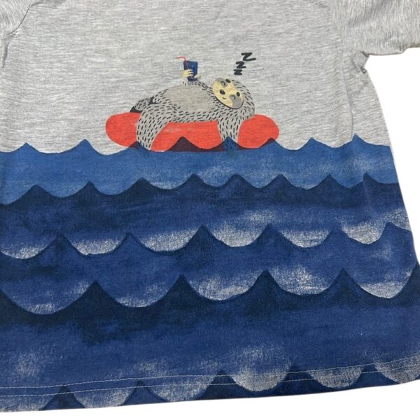 Deux par Deux Gray and Blue Nautical Short Sleeve Tee, Size 4