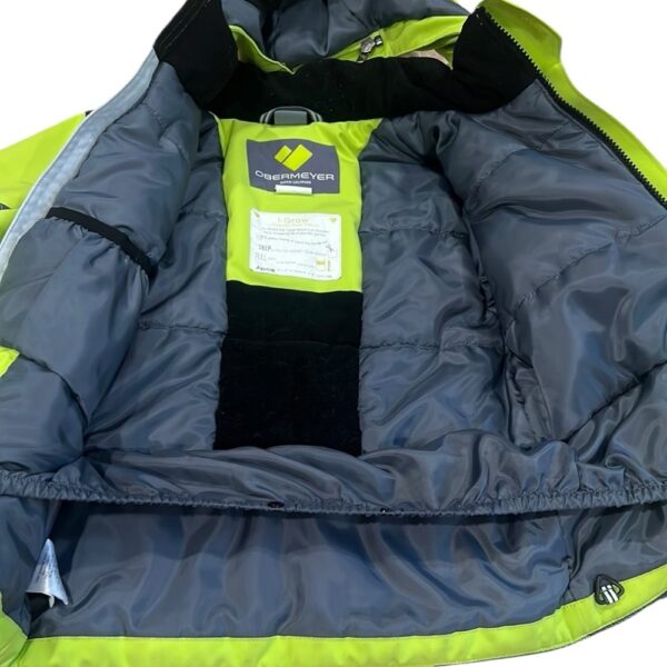 Obermeyer Boys Lime and Black Hooded Insulated Ski Jacket, Size 6