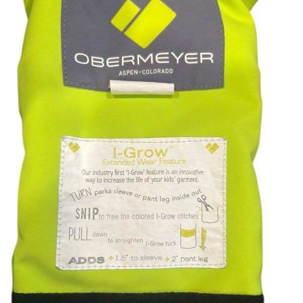 Obermeyer Boys Lime and Black Hooded Insulated Ski Jacket, Size 6