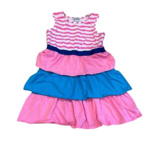 Hartstrings White and Pink Ruffled Tank Dress, Size 7