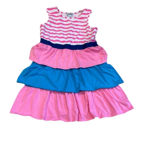 Hartstrings White and Pink Ruffled Tank Dress, Size 7