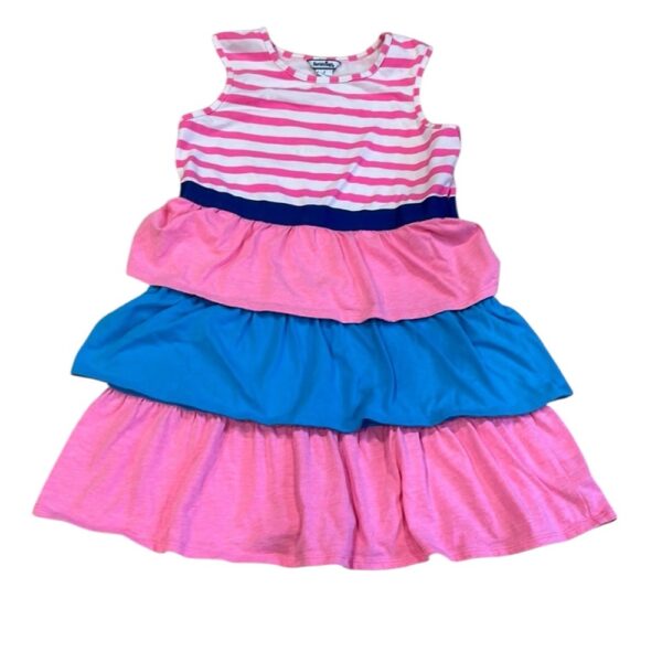 Hartstrings White and Pink Ruffled Tank Dress, Size 7