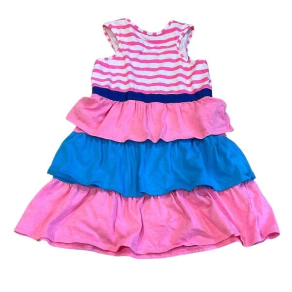 Hartstrings White and Pink Ruffled Tank Dress, Size 7