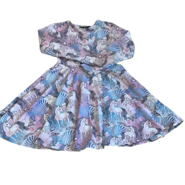 Rock Your Kid Girls Blue and Purple Fit and Flare Unicorn Dress, Size 7