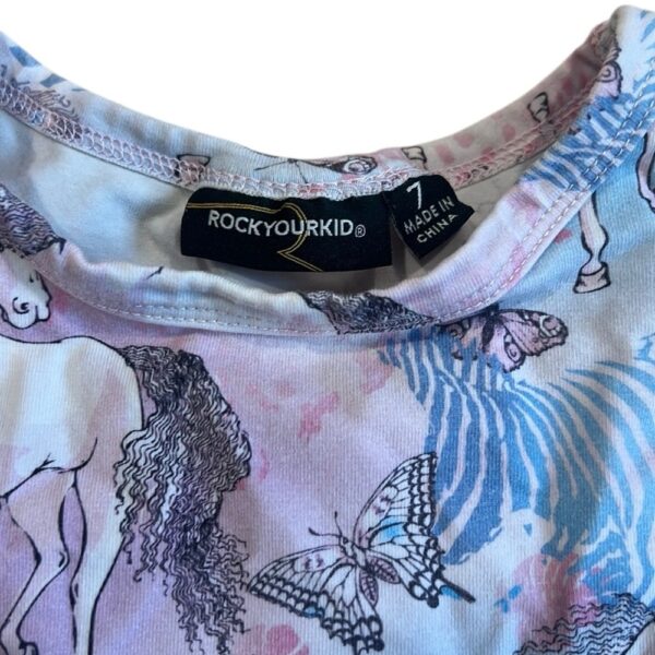 Rock Your Kid Girls Blue and Purple Fit and Flare Unicorn Dress, Size 7