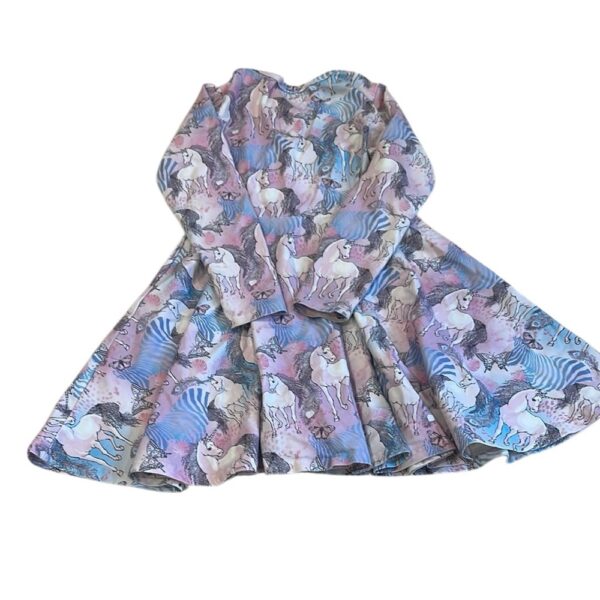 Rock Your Kid Girls Blue and Purple Fit and Flare Unicorn Dress, Size 7