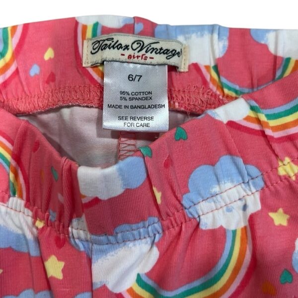 NWOT, Tailor Vintage Girls, Pink Leggins with Rainbows, Size 6/7