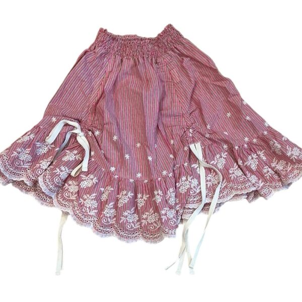 Paper Wings, Girls Pink Striped Bustle Skirt with Matching LS Tee, Size 7