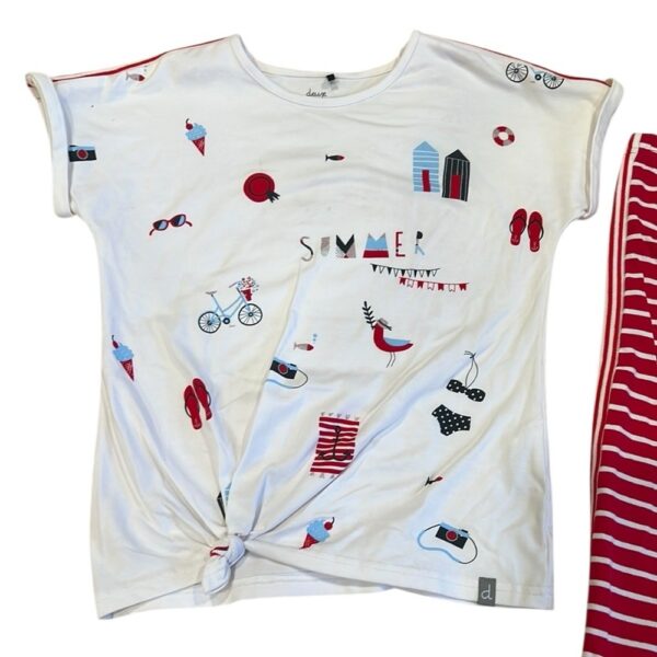 Like New, Deux Par Deux, White Graphic Tee with Matching Leggings, Size 7
