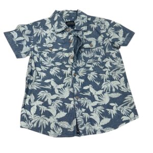 NWOT, Lucky Brand, Blue and White Leaf Print Button-Up Shirt, Size 6